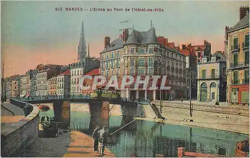 Cartes postales Nantes L'Erdre au Pont de l'Hotel de Ville Peche