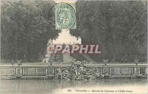 Cartes postales Versailles Bassin de Neptune et Allee d'Eau