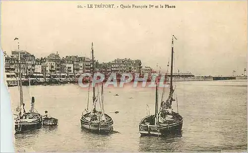 Cartes postales Le Treport Quais Francois 1er et le Phare  Bateaux