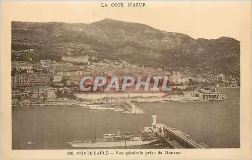 Cartes postales Monte Carlo La Cote d'Azur Vue Generale prise de Monaco Bateau