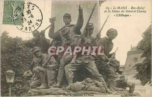Cartes postales Le Mans Bas Relief de la Statue du General Chauzy L'Attaque Militaria