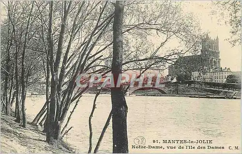 Cartes postales Mantes La Jolie Notre Dame vue de l'Ile des Dames