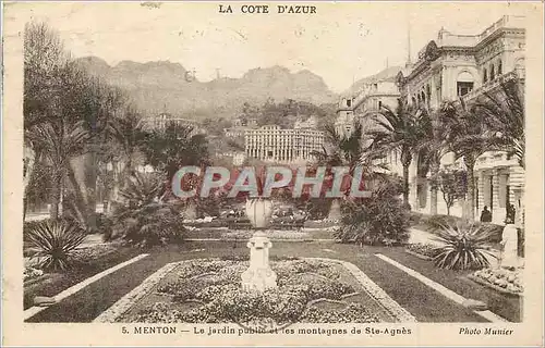 Ansichtskarte AK Menton La Cote d'Azur Le Jardin Public et les Montagnes de Ste Agnes