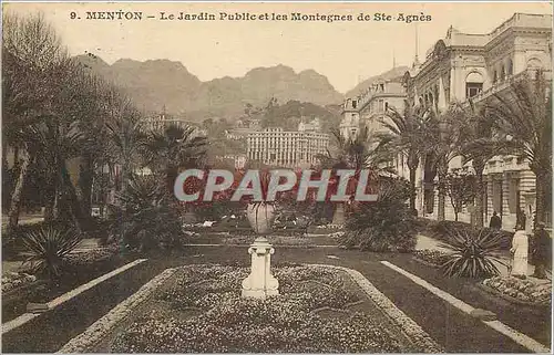 Cartes postales Menton Le Jardin Public et les Montagnes de Ste Agnes