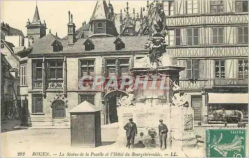 Cartes postales Rouen La Statue de la Pucelle et l'Hotel du Bourgtheroulde