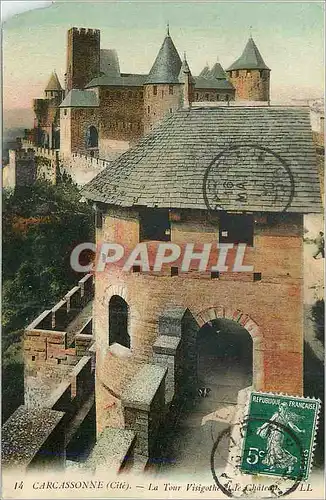 Ansichtskarte AK Carcassonne(Cite) La Tour Visigothe et le Chateau