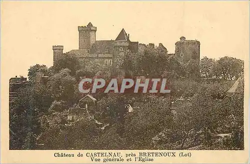 Ansichtskarte AK Chateau de Castelnau pres Bretenoux (Lot) Vue Generale et l'Eglise