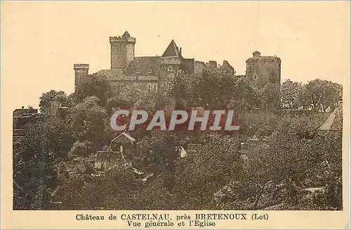 Cartes postales Chateau de Castelnau pres Bretenoux (Lot) Vue Generale et l'Eglise