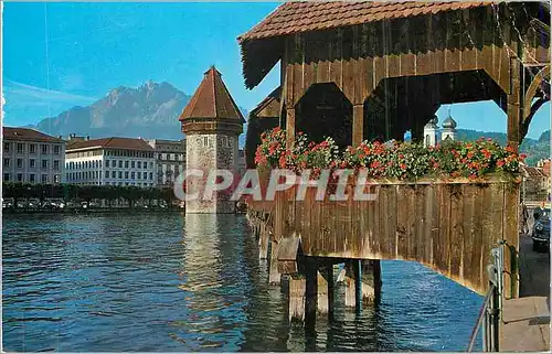 Cartes postales moderne Lucerne Pont de la Chapelle et le Pilate