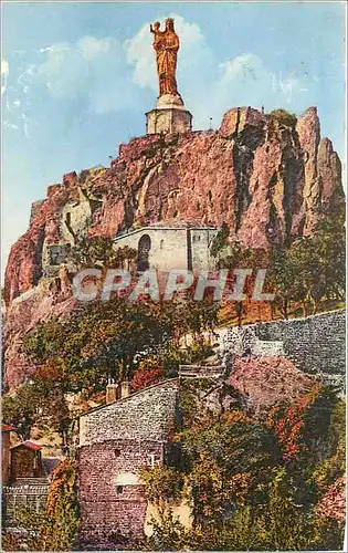 Moderne Karte Le Puy Statue France sur le Rocher Corneille