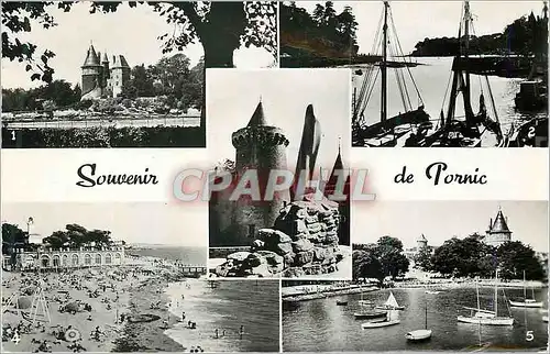 Moderne Karte Souvenir de Pornic Le Chateau Le Port N D de Recouvrance La Plage Le Casino La Plage et le Chate