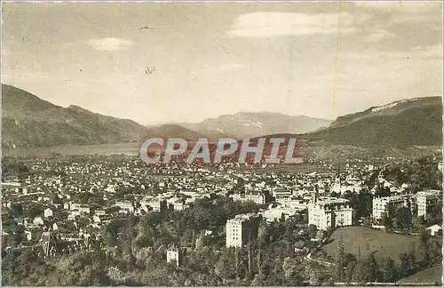 Moderne Karte Aix les Bains Vue Generale et le Lac du Bourget