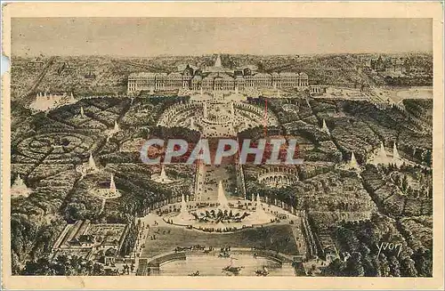 Cartes postales Splendeurs et Charmes de Versailles Le Chateau et le Parc vus a vol d'Oiseau