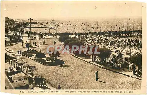 Cartes postales Arcachon (Gironde) Jonction des deux Boulevards a la Place Thiers