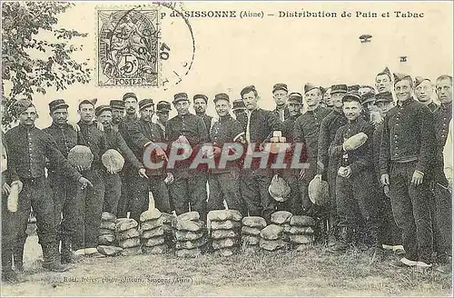 REPRO Au Camp de Sissonne (Aisne) Distribution de Pain et Tabac Militaria