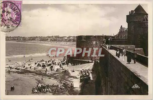 Moderne Karte Saint Malo Les Remparts Le Chateau et la Plage des Bains