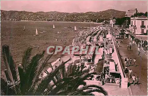 Moderne Karte Juan les Pins Plage du Grand Pin et Promenade du President Roosevelt