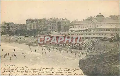 Cartes postales Biarritz Grande Place Hotel Victoria et Casino Municipal (carte 1900)