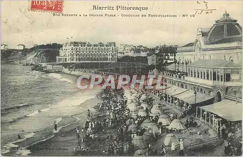 Ansichtskarte AK Biarritz Pittoresque Nos Enfants a la Grande Plage Concours de Fortifications