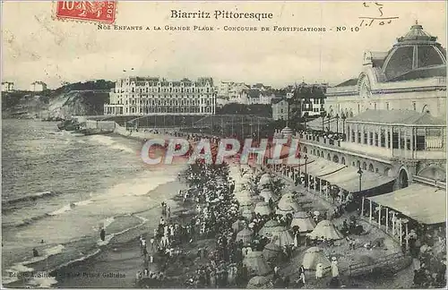 Cartes postales Biarritz Pittoresque Nos Enfants a la Grande Plage Concours de Fortifications