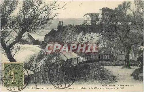 Cartes postales Biarritz Pittoresque Perspective Miramar et Falaise de la Cote des Basques