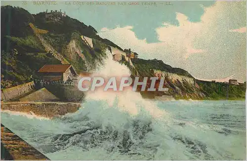 Cartes postales Biarritz La Cote des Basques par Gros Temps