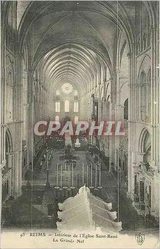 Cartes postales Reims Interieur de l'Eglise Saint Remi La Grande Nef