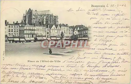 Cartes postales Beauvais Place de l'Hotel de Ville (carte 1900)