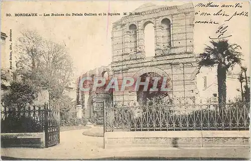 Cartes postales Bordeaux Les Ruines du Palais Gallien et le Square