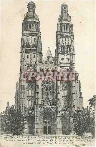 Cartes postales Tours (I et L) La Cathedrale St Gatien (XIIe et XVIe Siecles)