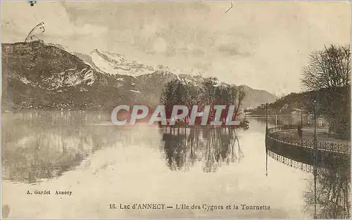 Cartes postales Lac d'Annecy l'Ile des Cygnes et la Tournette