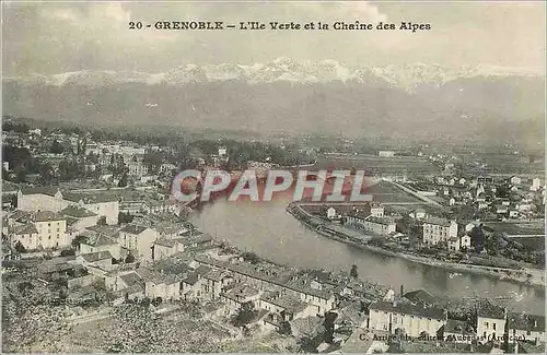 Cartes postales Grenoble L'Ile Verte et la Chaine des Alpes