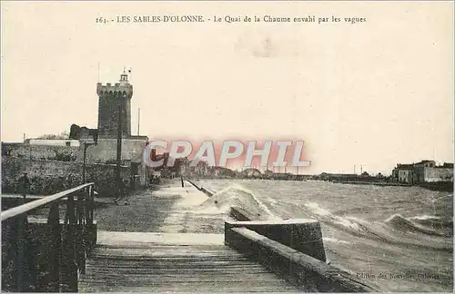 Cartes postales Les Sables d'Olonne le Quai de la Chaume Envahi par les Vagues