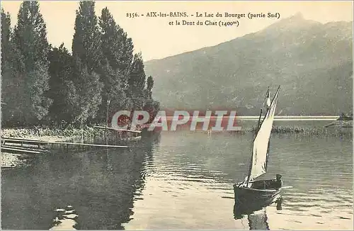 Ansichtskarte AK Aix les Bains le Lac du Bourget (Partie Sud) et la Dent du Chat (1400m) Bateau