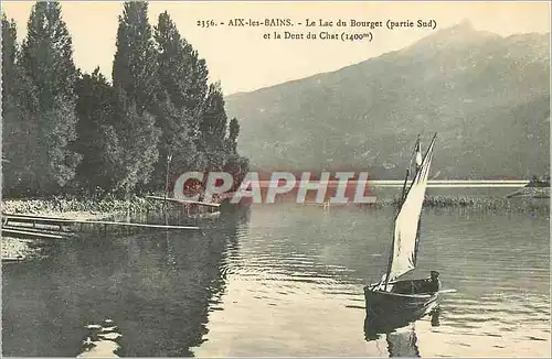 Cartes postales Aix les Bains le Lac du Bourget (Partie Sud) et la Dent du Chat (1400m) Bateau