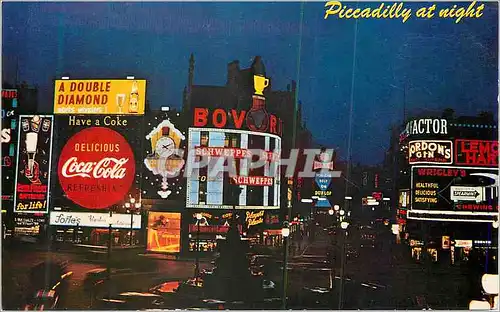 Moderne Karte London Piccadilly Circus Night Scene Coca Cola