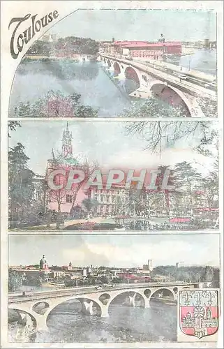 Cartes postales moderne Toulouse La Ville Rose Pont Neuf (XVIe Siecle) Donjon du Capitole (1750) Le Pont des Catalans