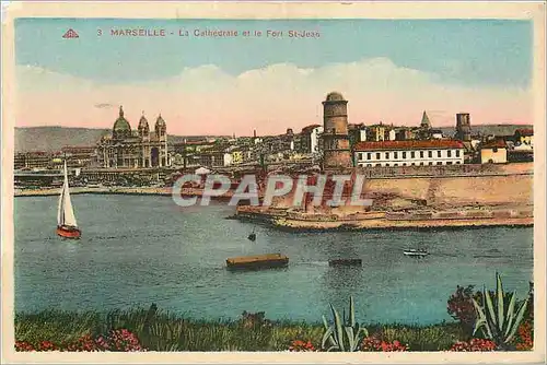 Cartes postales Marseille La Cathedrale et le Fort St Jean