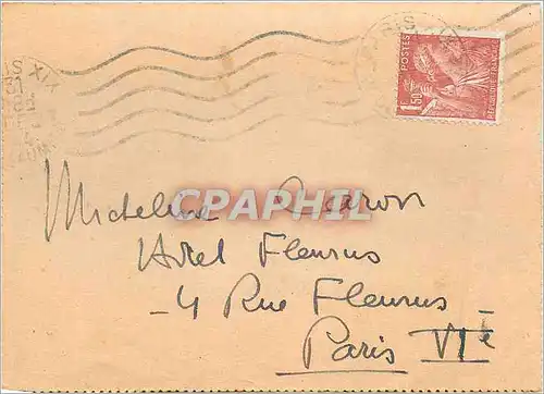Lettre 1f50 Iris pour Paris Rue Fleurus 1944