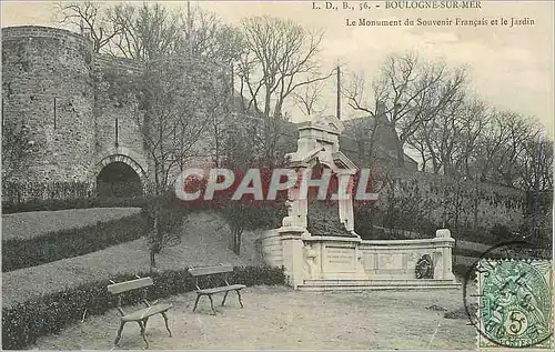 Cartes postales Boulogne sur Mer Le Monument du Souvenir Francais et le Jardin