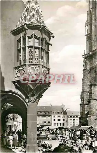 Moderne Karte Freiburg Schwarzwald Erker des hist Kauthaus am Munsterplatz