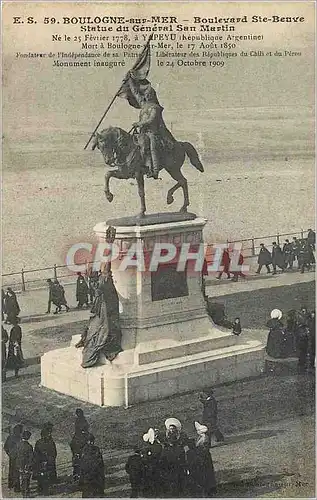 Cartes postales Boulogne sur Mer Boulevard Ste Beuve Statue du General San Martin