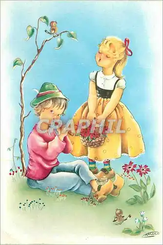 Cartes postales Enfant Flute