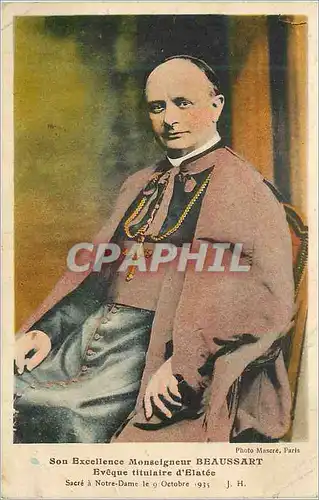 Ansichtskarte AK Son Excellence Monseigneur Beaussart Eveque Titulaire d'Elatee Sacre a Notre Dame le 9 Oct 1935
