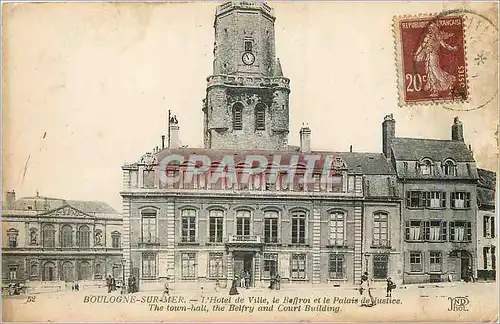 Cartes postales Boulogne sur Mer L'Hotel de Ville Le Beffroi et le Palais de Justice