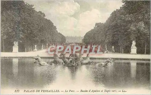 Cartes postales Palais de Versailles Le Parc Bassin d'Apollon et Tapis Vert