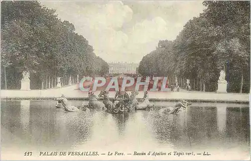 Cartes postales Palais de Versailles Le Parcs Bassin d'Apollon et Tapis Vert