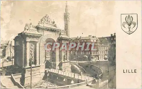 Moderne Karte Lille (Nord) Images de France Porte de Paris et Beffroi de l'Hotel de Ville