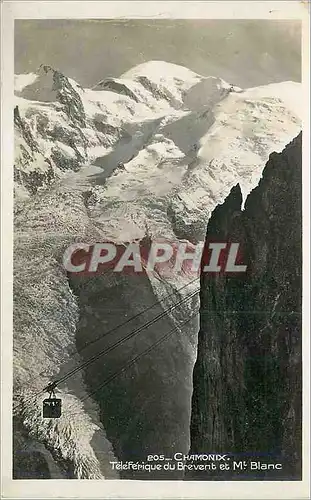 Moderne Karte Chamonix Teleferique du Brevent et Mt Blanc
