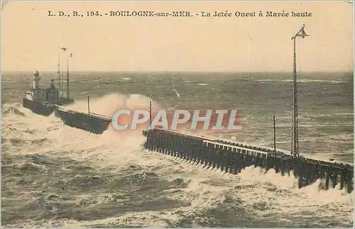 Cartes postales Boulogne sur Mer La Jetee Oeust a Maree Haute
